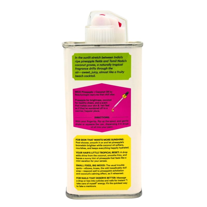 Cosmetic bottle with colorful labels on a white background