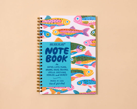 Letterpress A5 Spiral Notebook - Rainbow Trout