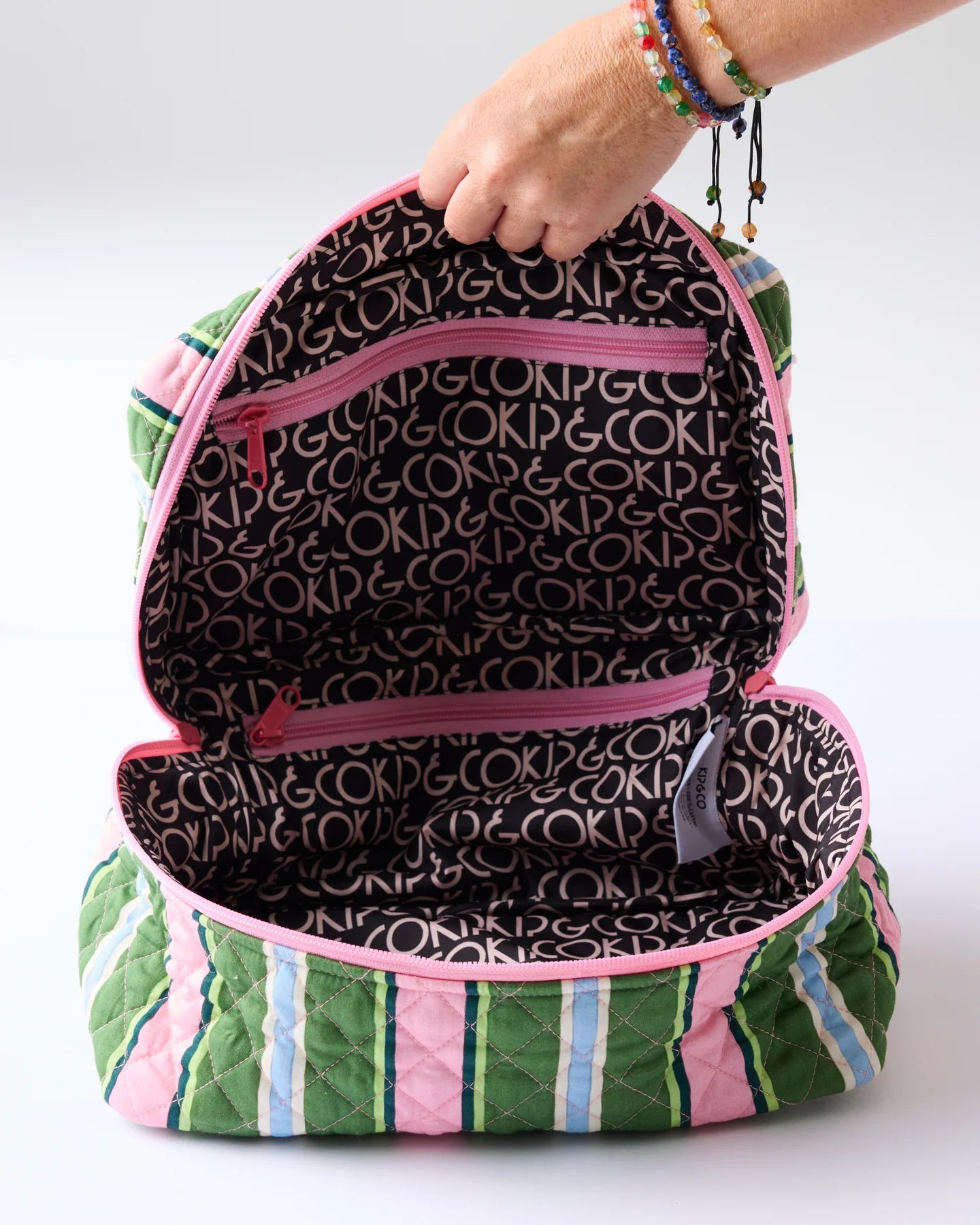 Cactus Stripe Quilted Cotton Toiletry Case