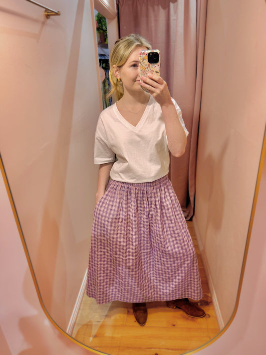 Elsie Skirt Lilac Check