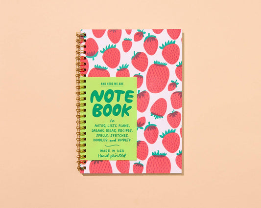 Letterpress A5 Spiral Notebook - Strawberry