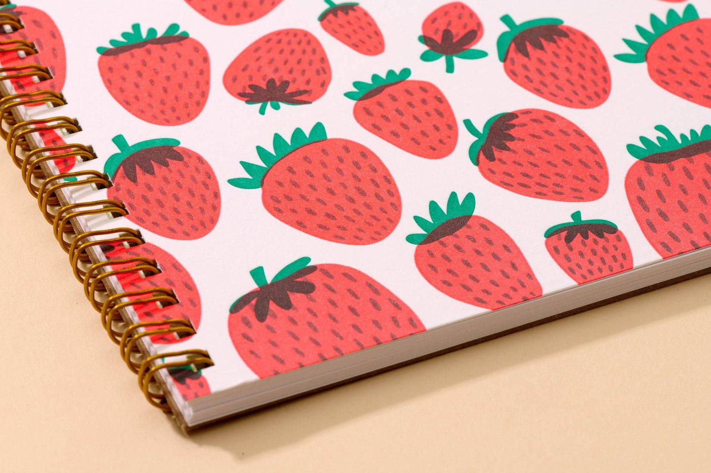 Letterpress A5 Spiral Notebook - Strawberry