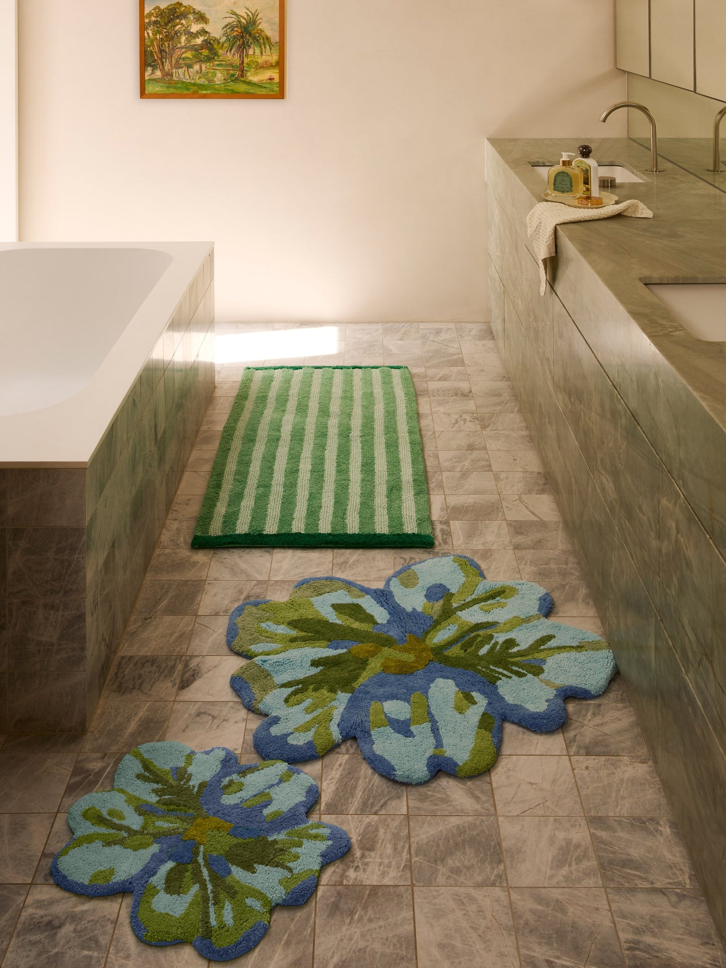 Mini Tulip Bath Mat Green