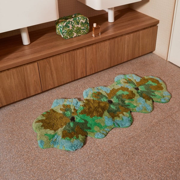 Pansy Green Long Bath Mat