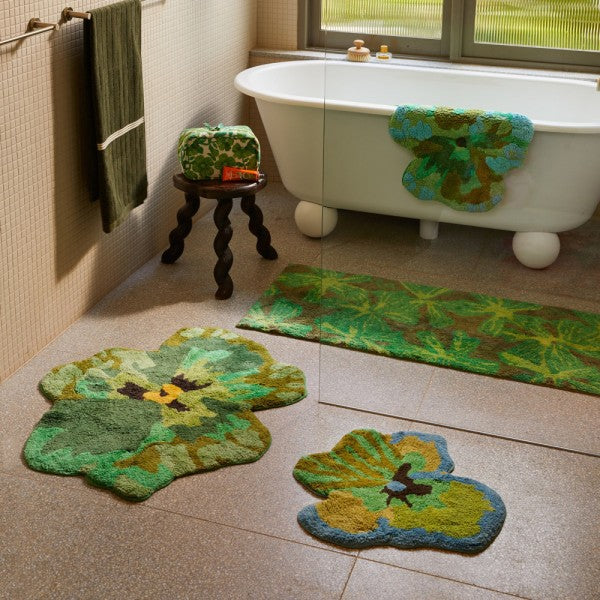 Pansy Green Long Bath Mat