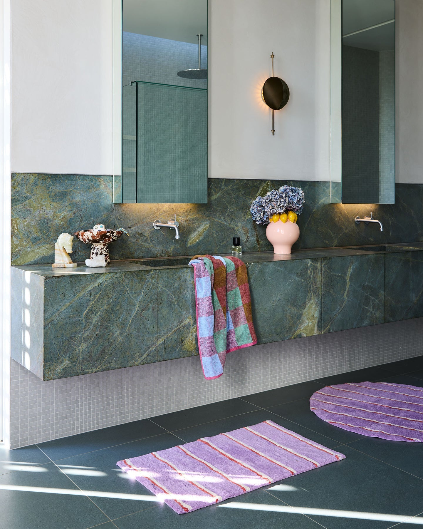 Lavender Field Stripe Bath Mat