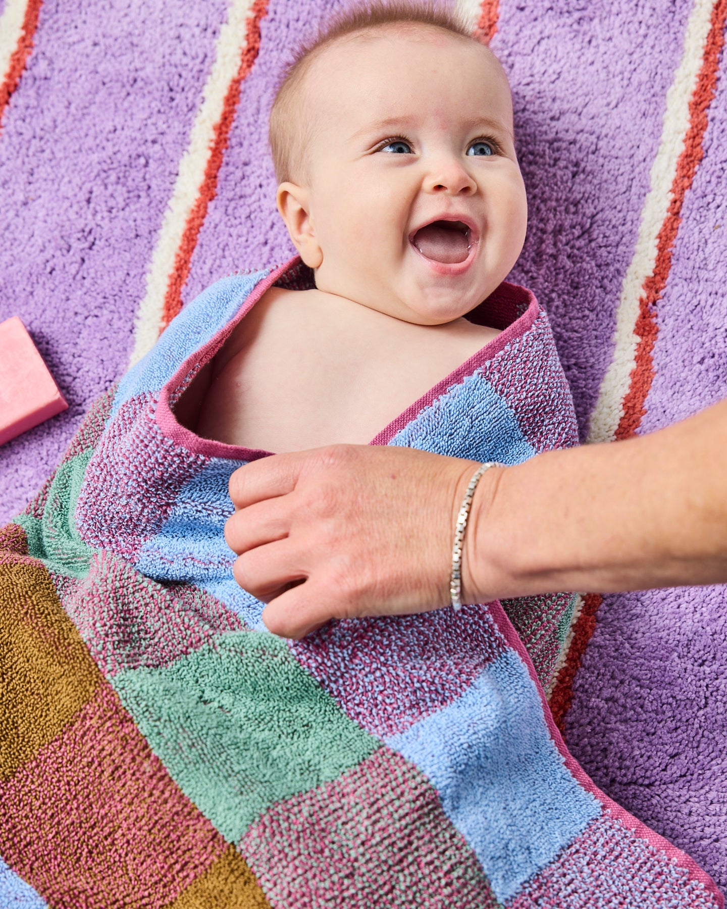Lavender Field Stripe Bath Mat
