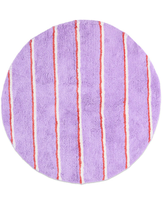 Lavender Field Stripe Round Bath Mat