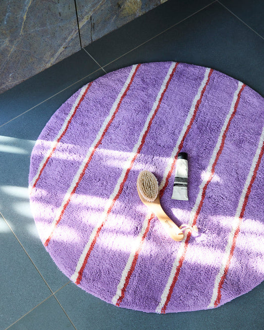 Lavender Field Stripe Round Bath Mat