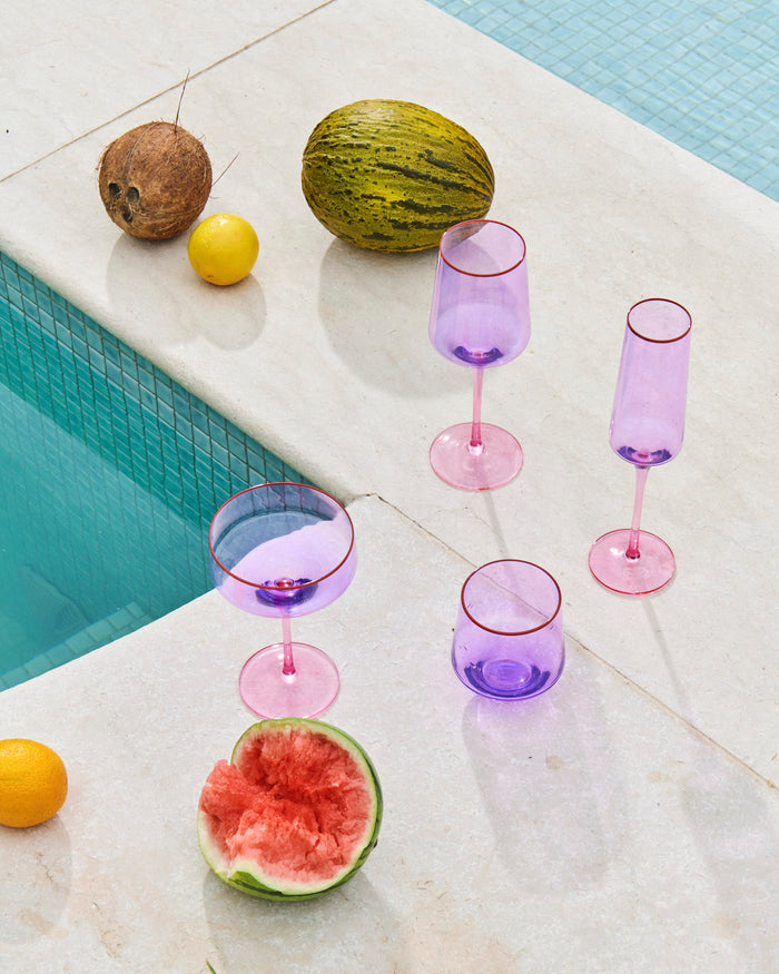 Lilac Colour Block Champagne Set