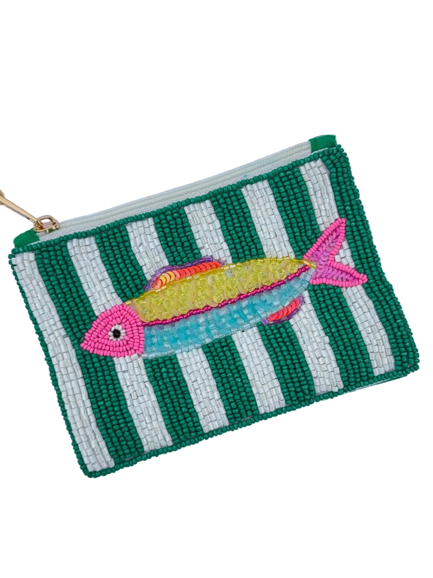 Tropical Fish Coin Purse - Green Stripe