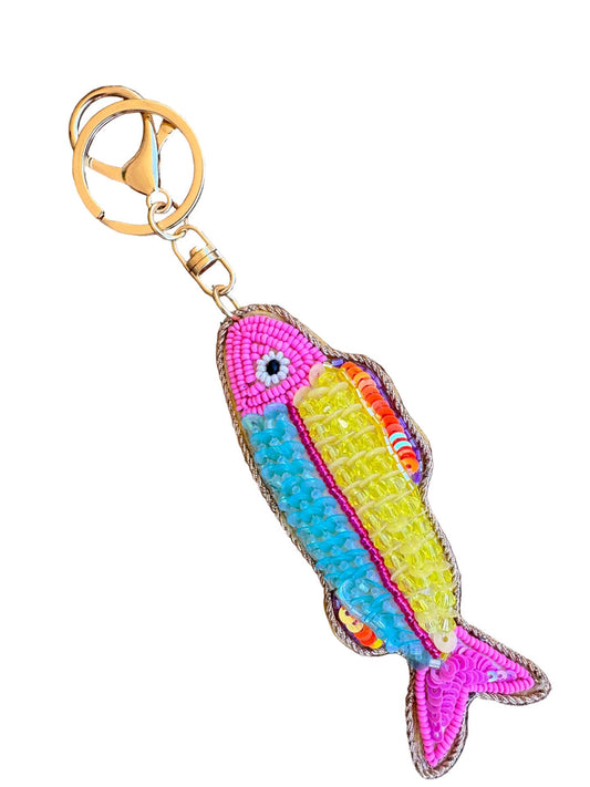 Tropical Fish Keyring - Yellow + Aqua