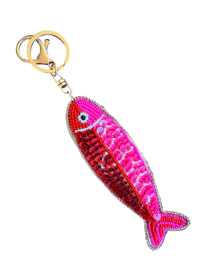 Tropical Fish Keyring - Pink + Red