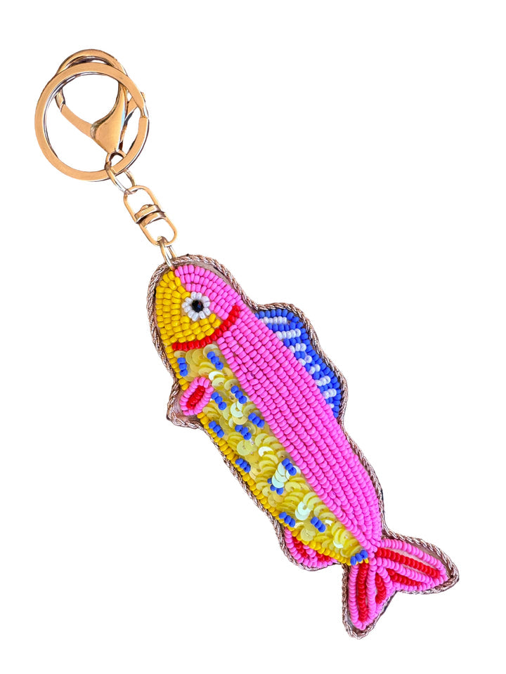 Tropical Fish Keyring - Pink + Yellow