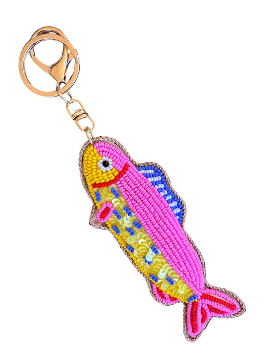 Tropical Fish Keyring - Pink + Yellow