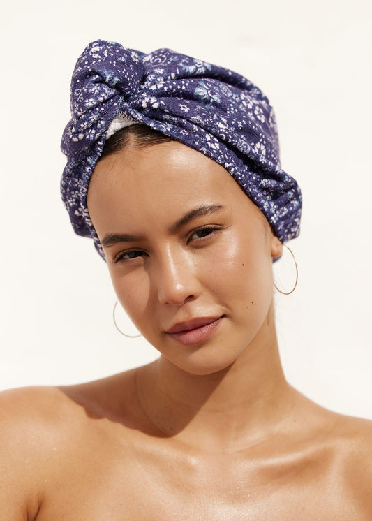 Indigo Distressed Riva Hair Towel