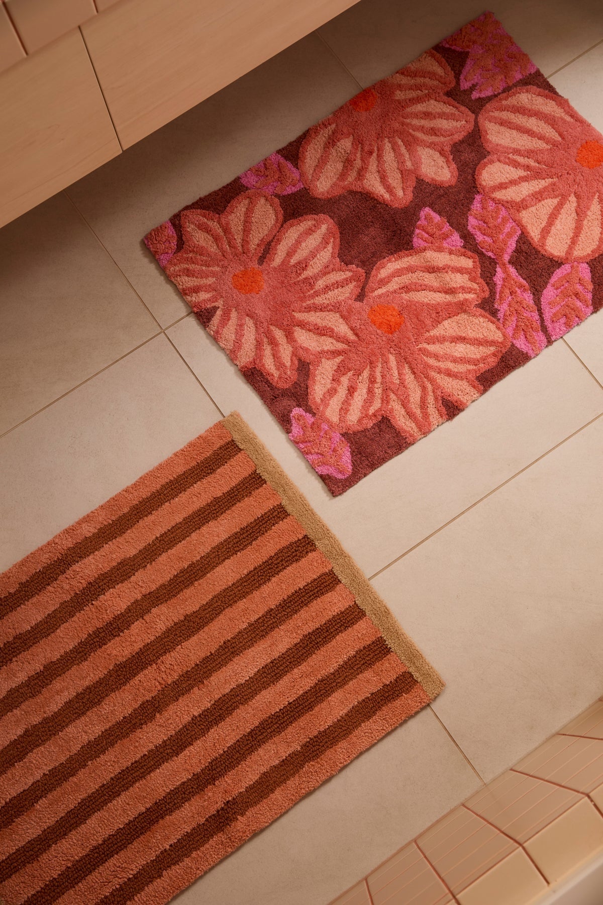 Stripe Terracotta Bath Mat