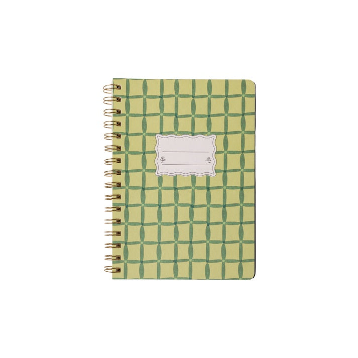 Tulip Twin Wire Notebook - Small Green Lattice