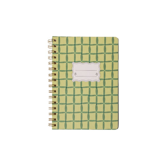 Tulip Twin Wire Notebook - Small Green Lattice