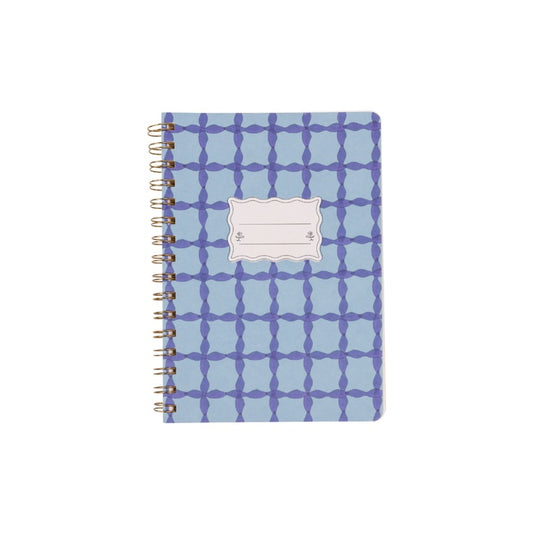 Tulip Twin Wire Notebook - Small Blue Lattice