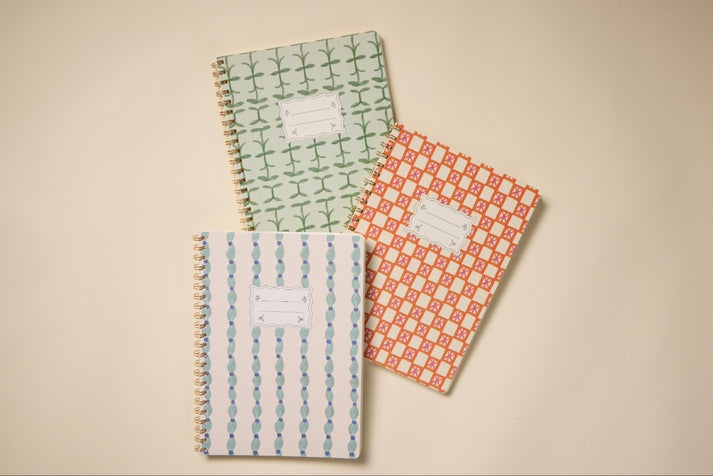 Tulip Twin Wire Notebook - Large Orange Check