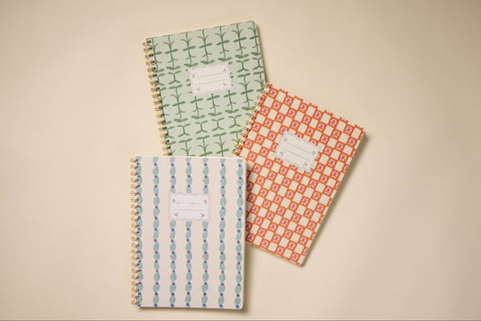 Tulip Twin Wire Notebook - Large Orange Check