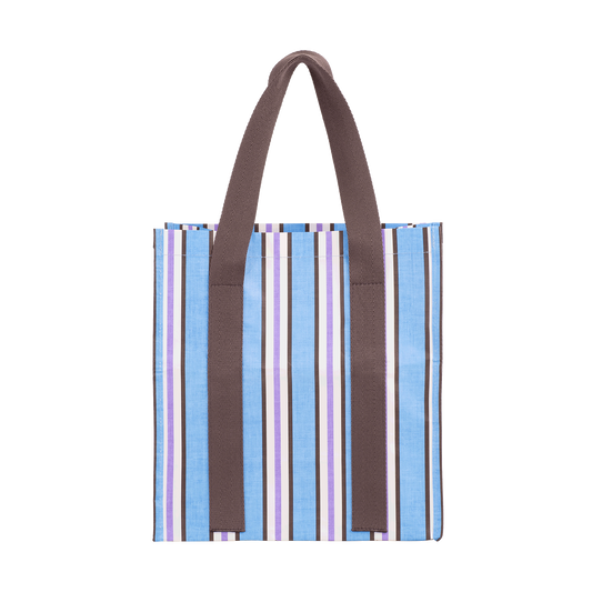 Market Bag Choc Blue Stripe