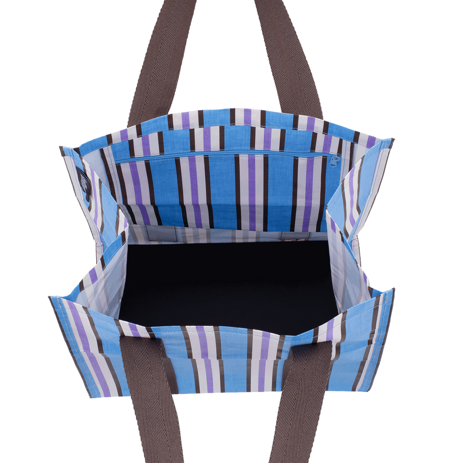 Market Bag Choc Blue Stripe