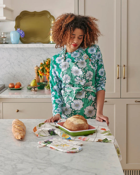 Tumbling Flowers Linen Apron
