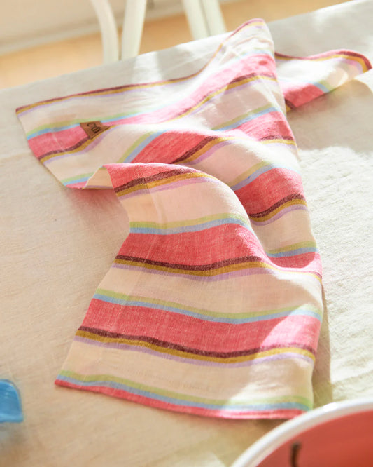 Rose Water Stripe Linen Napkin Set 4