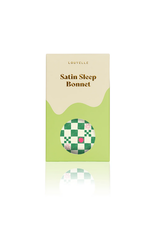Satin Sleep Bonnet - Green Check
