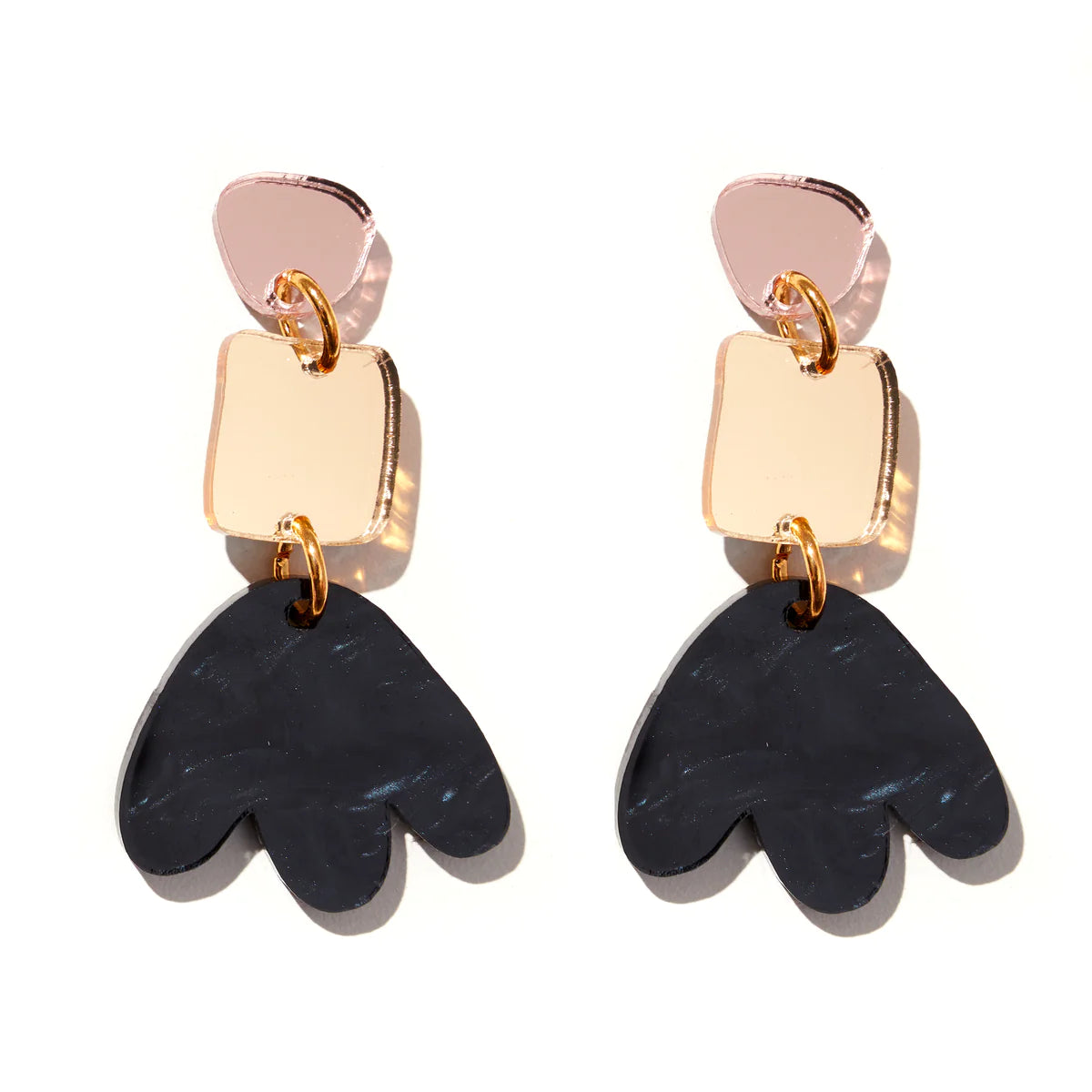 Jenna Earrings Gold + Black
